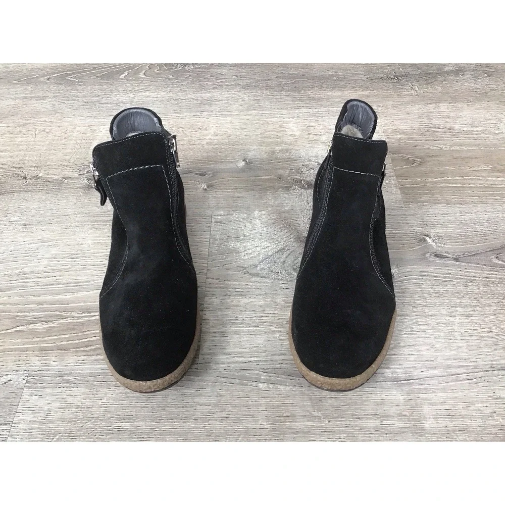 Propet Womens Size 11 W Wide WFV015S Black Doretta Side-Zip Suede Booties